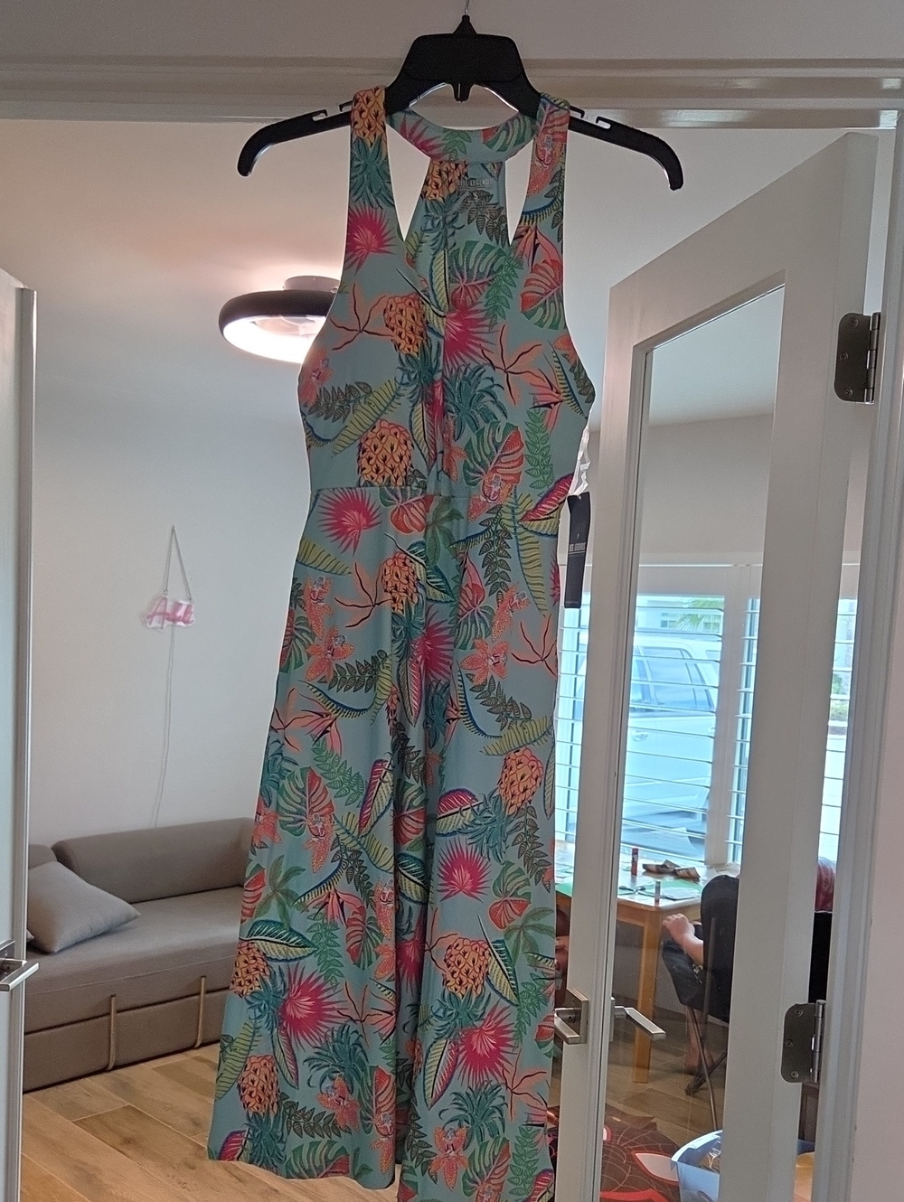 Reel Legends Tropical Pineapple Print Girls' One-Piece - Light Blue